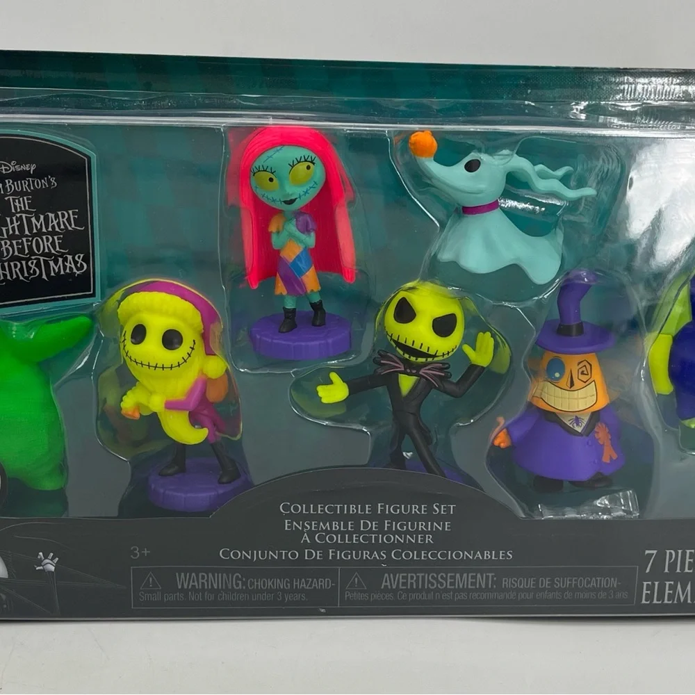 Tim Burtons The Nightmare Before Christmas Neon‎ 7pc Collectible Figure Set NEW